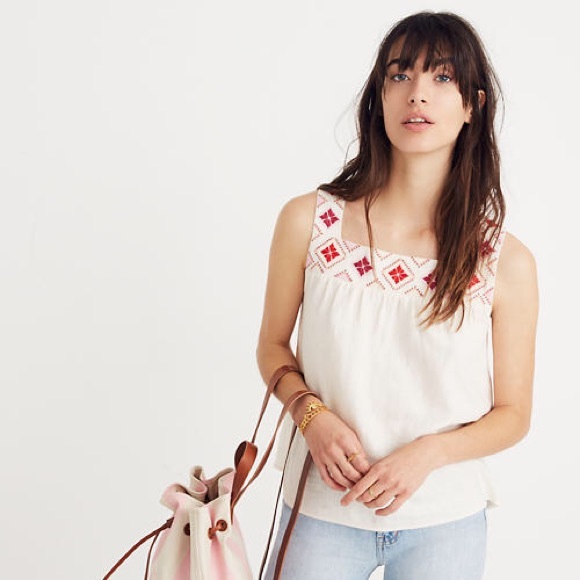 Madewell Tops - Madewell Embroidered Island tank top size L